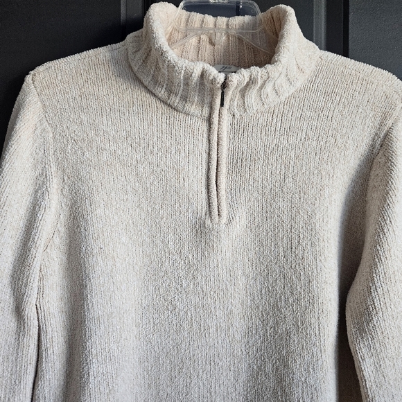 J. JILL Women's Mock Neck 1/4 Zip Pullover Sweater Light Tan Cream Sz XL - Picture 4 of 9
